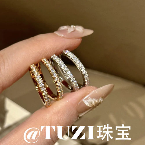 培育钻石K金满钻耳环S925纯银