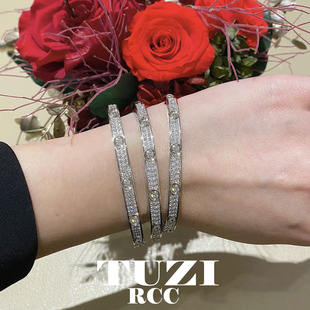 TUZI絕美爆閃鉆滿鉆手鐲白金色高級感全鉆手環(huán)排鉆手鏈簡約風(fēng)推薦