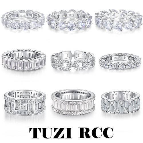 爆闪培育钻石排钻戒指S925纯银