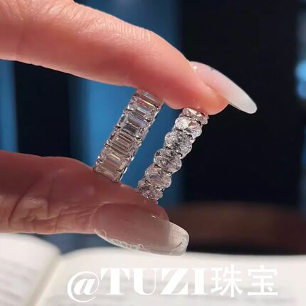 TUZI爆闪网红钻石戒指女925纯银培育钻石排戒指环食指戒甜酷人气