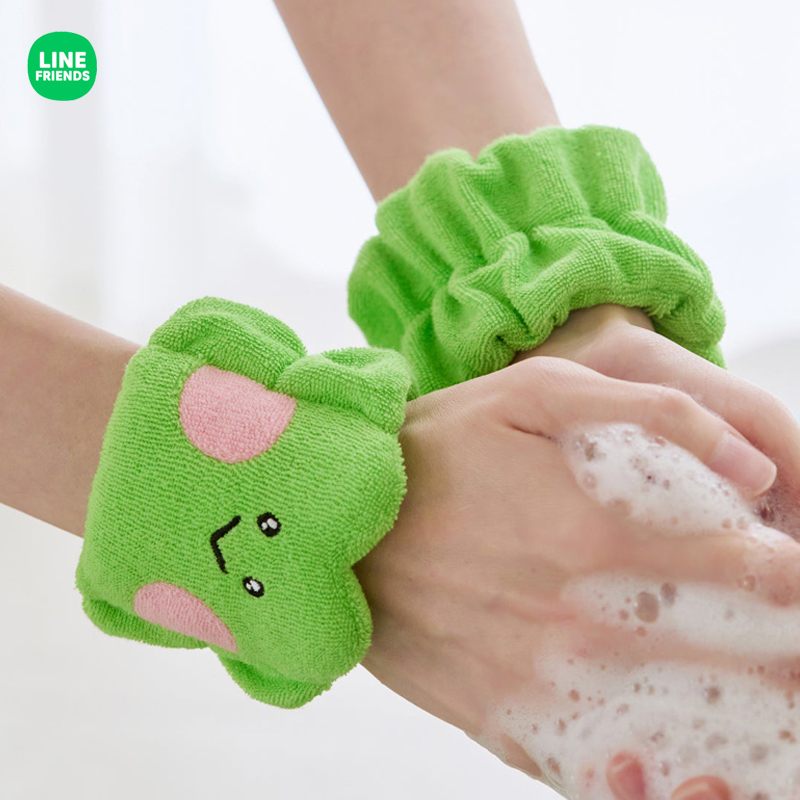 LINE FRIENDS蛙里奥lenini陪伴洗脸手腕带防湿袖吸汗护腕洗漱手环