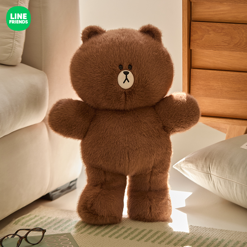 LINE FRIENDS布朗熊HUG BROWN毛绒中型玩偶抱枕站立公仔娃娃礼物
