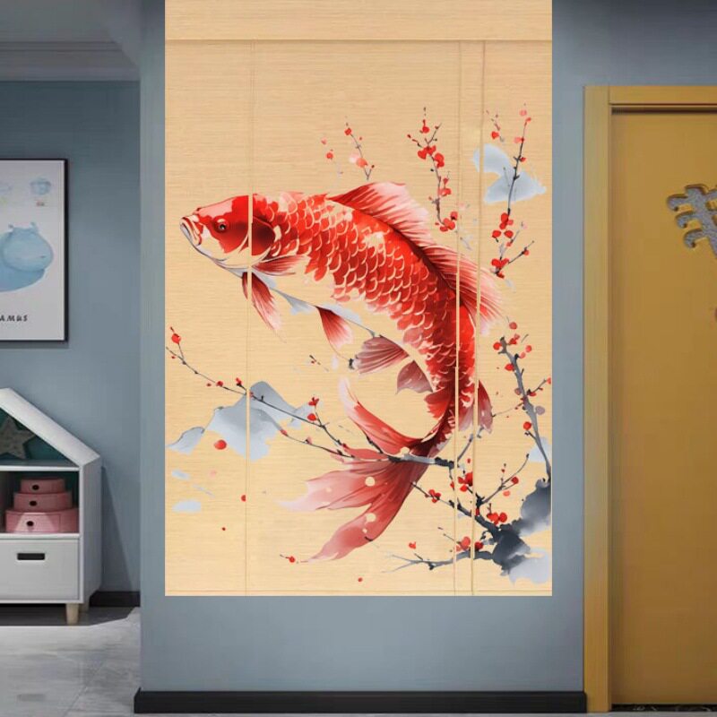 跨境卷帘竹帘印花隔断装饰挂画遮阳客厅茶室装修遮光新中式玄热销