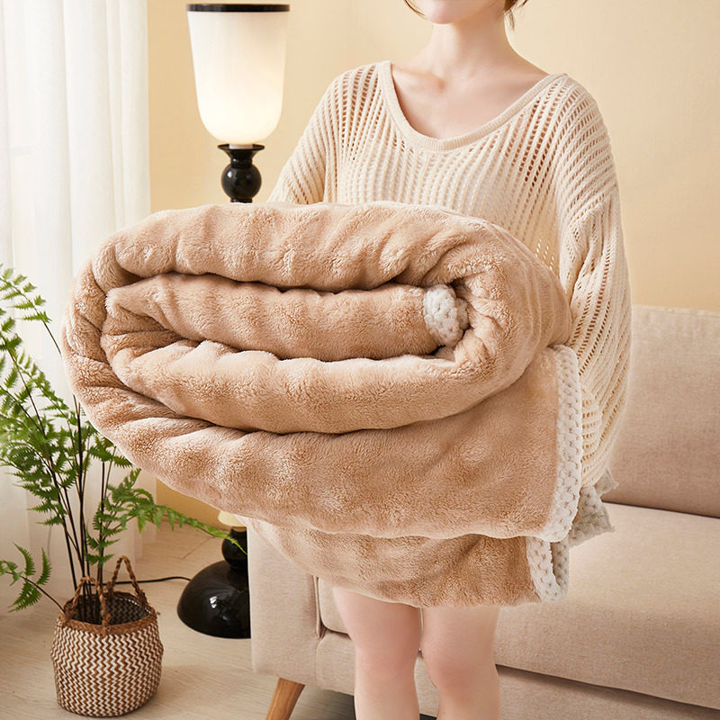 跨境仿兔毛绒毯会销礼品毛毯加厚牛奶绒盖毯店庆促销活动礼品热销