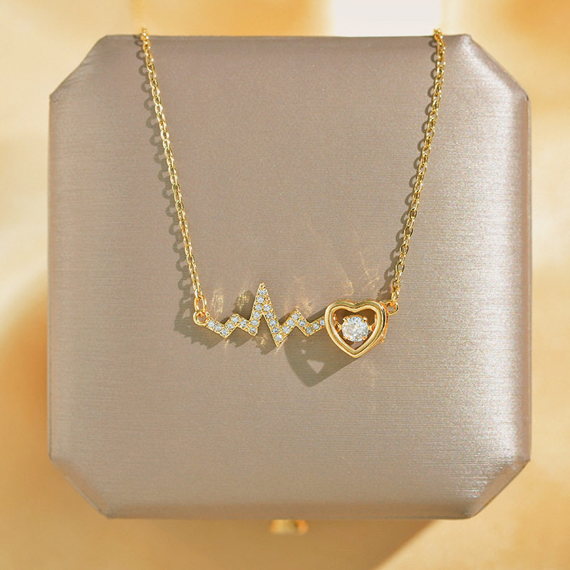 跨境韩版简约灵动系列钛钢项链女小众轻奢设计感跳动的钻石锁热销