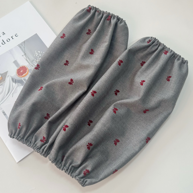 灰色气质长款袖套植绒蝴蝶结羽绒服毛衣护袖秋冬简约裹袖头套手工