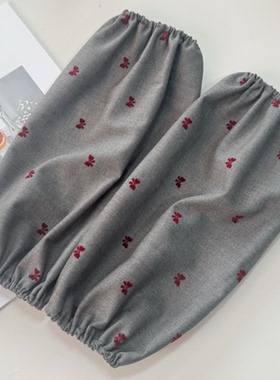 灰色气质长款袖套植绒蝴蝶结羽绒服毛衣护袖秋冬简约裹袖头套手工