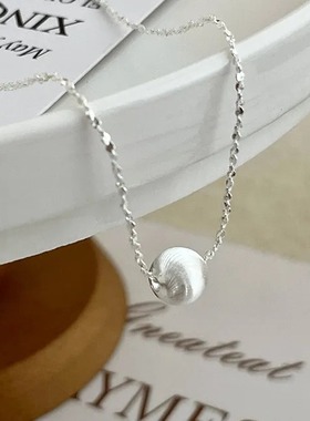 925纯银猫眼珠项链女个性ins风高级感水波纹锁骨链极简风拉丝吊坠