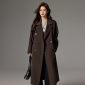 通勤西装 M家101 801山羊绒双排扣毛呢大衣女中长款 领双面呢外套