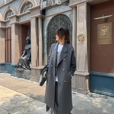 双面羊毛大衣女中长款韩版宽松