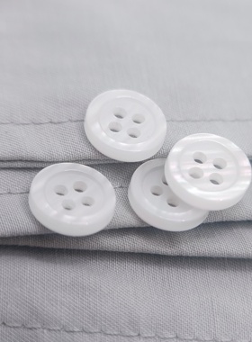现货白色彩珠服装辅料树脂彩珠纽扣圆纽扣衬衫西装高档服装扣子