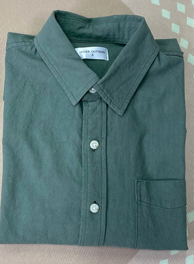 UO~日系纯棉复古旧洗军绿色质感可当外套长袖衬衫春秋适合~