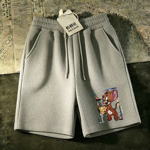 华夫格潮流裤 大裤 衩短裤 夏季 五分裤 休闲运动中裤 沙滩裤 男宽松马裤