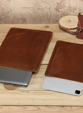 适用于苹果MacBook笔记本电脑包13.3寸内胆Air12皮套14air袋Pro保护套男牛皮商务16.2英寸信封袋女真皮高级感