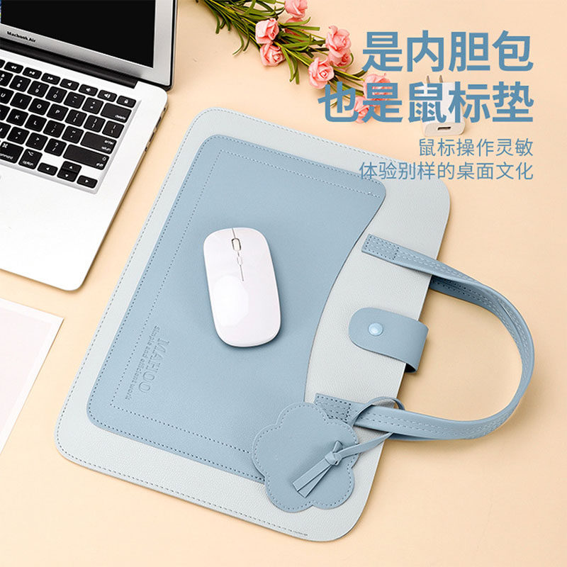 手提电脑包笔记本15.6女13.3寸14平板保护套可爱拼色清新pu皮包苹果pro16小众设计MacBook内胆华为简约12联想