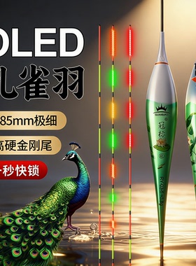 有壳孔雀羽夜光漂LED细尾鱼漂高灵敏咬钩变色日夜两用鲫鱼浮漂