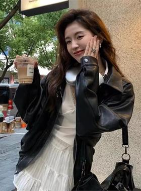 皮衣外套女2025早秋冬新款爆款女棕色美式港式复古高级感机车