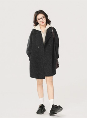 高级感双面呢2025秋冬季新款大衣女时尚气质短款小个子毛呢外套