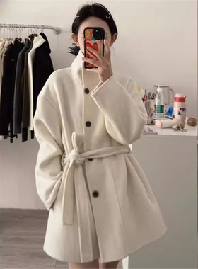 超好看小个子双面毛呢大衣女2025新款秋冬季高级感短款毛呢外套