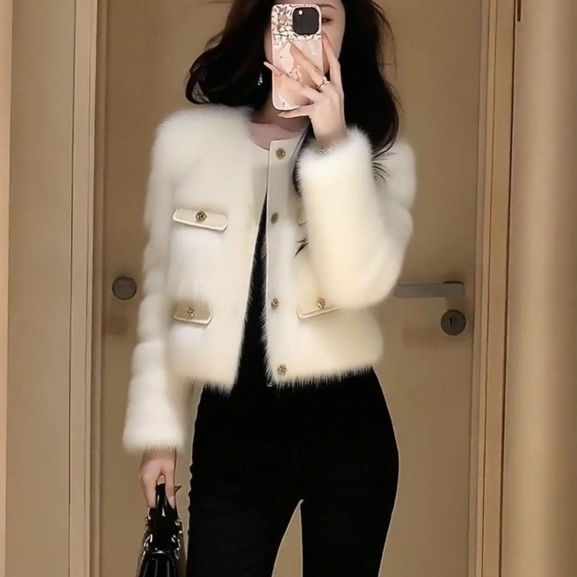 小香风毛绒外套2025冬季轻奢高级感独特超好看加厚名媛短上衣女潮,女装/女士精品,短外套,淘宝优惠券,粉丝福利购,淘宝优惠卷