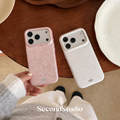 原创法式 浮雕花纹皮革细闪iPhone17promax手机壳高级水晶钻石15pro苹果16pro全包边手工皮质保护壳