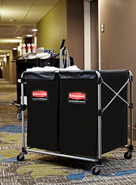 乐柏美折叠布草车酒店X型收集手推车房口宾馆物业服务车客房清洁