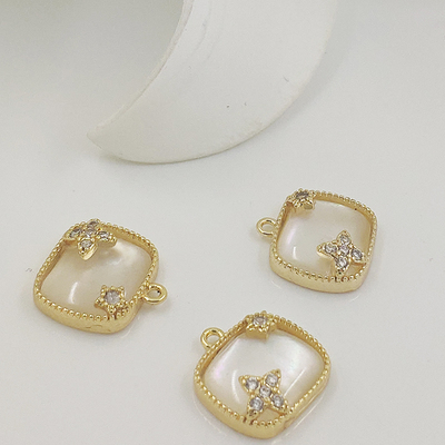 diy方块镀厚金项链坠网红不掉色