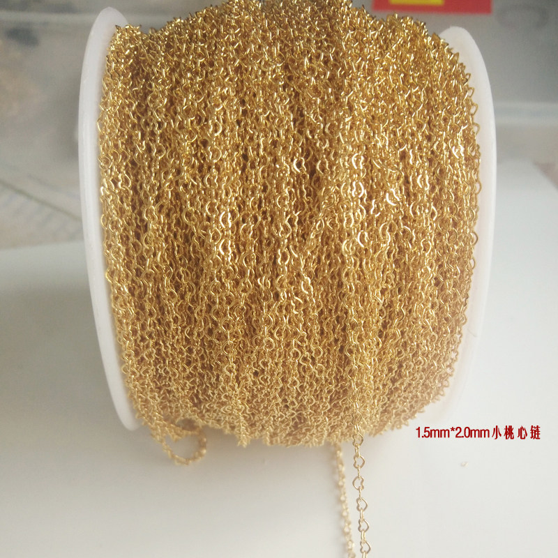 DIY饰品配件材料新款韩版小桃心链子24K包金春季锁骨爱心链条