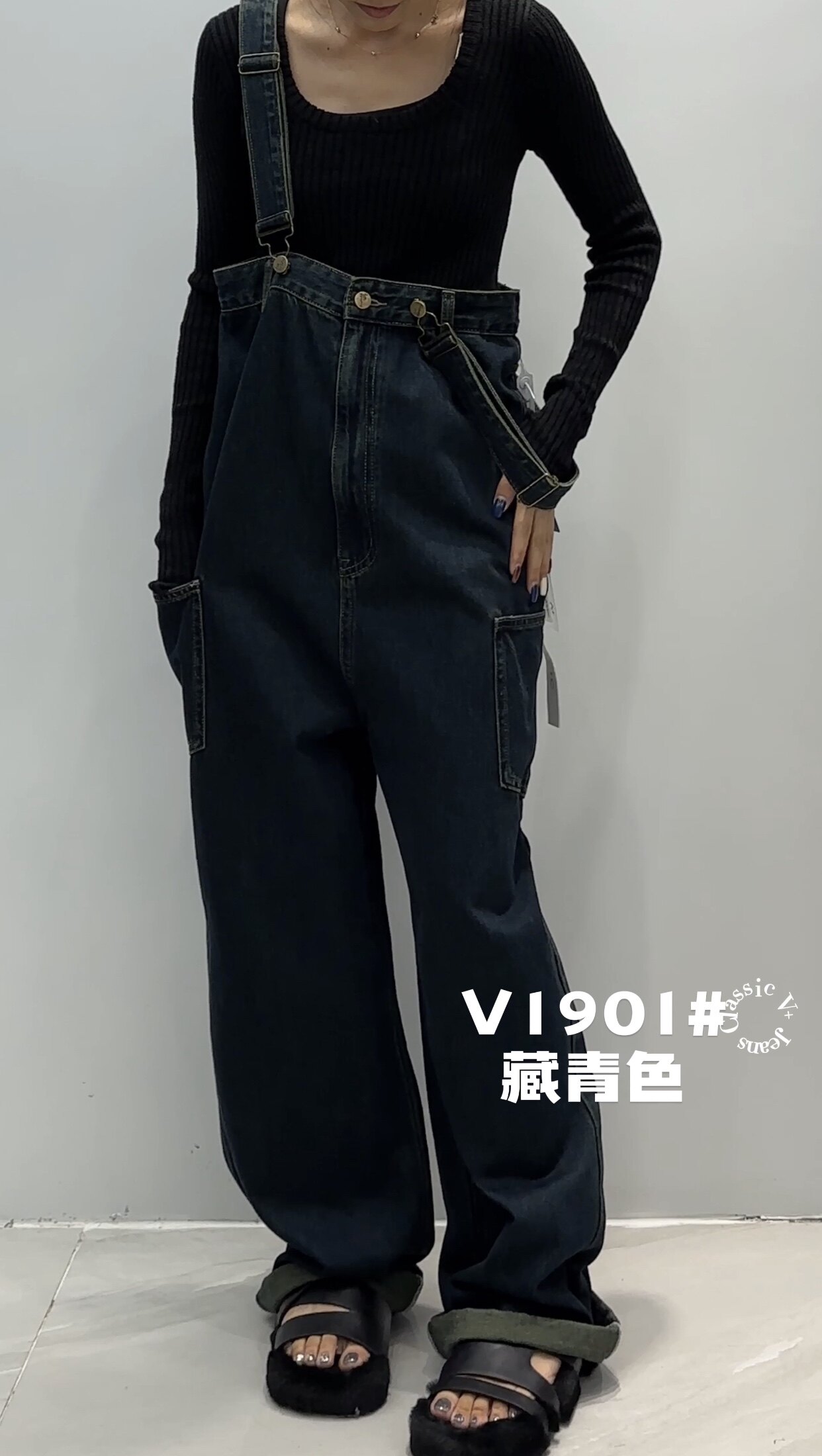 韩国浅色水洗牛仔背带裤女2023新款小个子韩版宽松休闲直筒连体裤