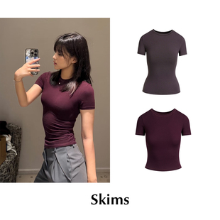 现货 Jersey弹力紧身正肩圆领短袖 Skims Cotton T恤 经典 CETTCE
