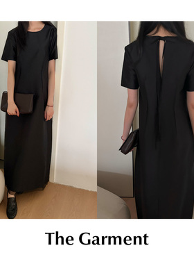 CETTCE 现货 The Garment 黑色长款蝴蝶结短袖圆领连衣裙Umami