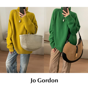 【SALE】CETTCE 现货 Jo Gordon 秋冬高领纯色宽松厚羊毛针织毛衣