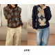 SALE CETTCE 现货 Ami 学院风菱格纹保暖羊毛羊驼毛混纺毛衣
