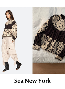 CETTCE 现货 Sea New York 复古花边刺绣立领灯笼长袖衬衫上衣