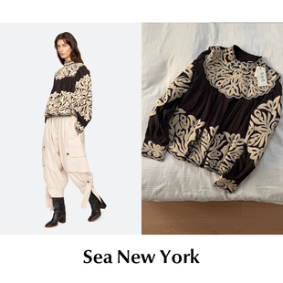 CETTCE 现货 Sea New York 复古花边刺绣立领灯笼长袖衬衫上衣