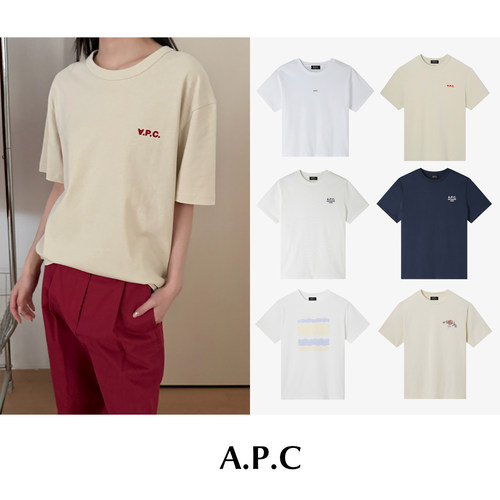 【SALE】CETTCE 现货 A.P.C. 纯棉刺绣Logo印花多色短袖T恤合集