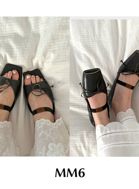CETTCE 现货 Maison Margiela MM6 方头一字带蝴蝶结凉鞋芭蕾鞋