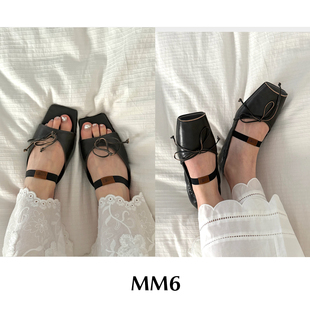 CETTCE 现货 Maison Margiela MM6 方头一字带蝴蝶结凉鞋芭蕾鞋