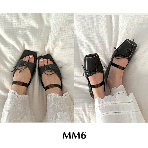 CETTCE 现货 Maison Margiela MM6 方头一字带蝴蝶结凉鞋芭蕾鞋