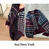SALE 复古羊毛提花针织开衫 CETTCE Sea York 现货 New 上衣