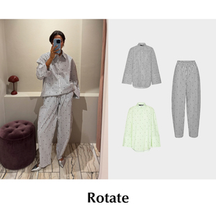 CETTCE 现货 Rotate 府绸条纹宽松衬衫条纹长裤锥形裤套装