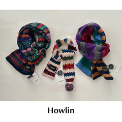 CETTCE 现货 Howlin 比利时手工编织羊毛费尔岛条纹毛球围巾