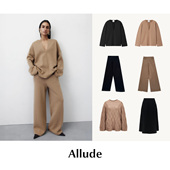 现货 Allude 羊毛羊绒混纺v领绞花长袖 CETTCE 针织毛衣长裤 半裙