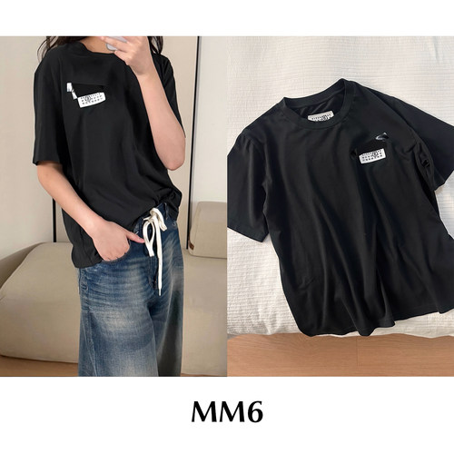 CETTCE 现货 Maison margiela MM6 贴布logo宽松圆领套头短袖T袖