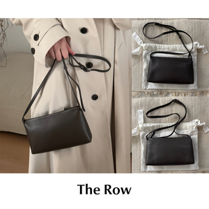 CETTCE 现货 The Row 复古粒面小牛皮可调节肩带方形斜挎包 Rene