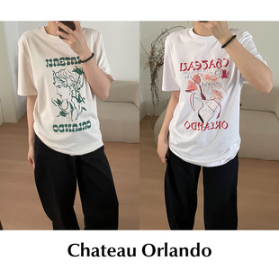 现货 CETTCE SALE T恤上衣 Orlando 圆领印花宽松短袖 Chateau