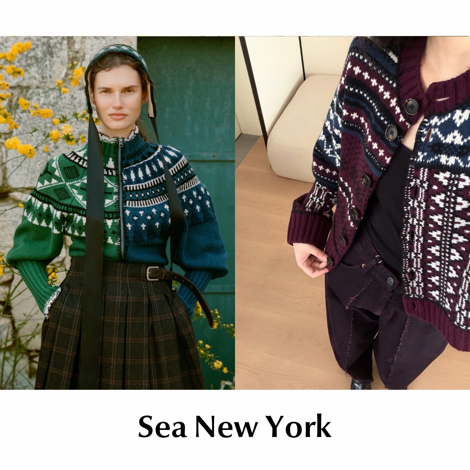 【SALE】CETTCE 现货 Sea New York 美利奴羊毛费尔岛提花开衫