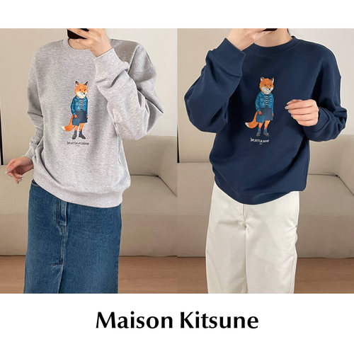 【SALE】CETTCE 现货 Maison Kitsune 着装狐狸印花圆领休闲卫衣