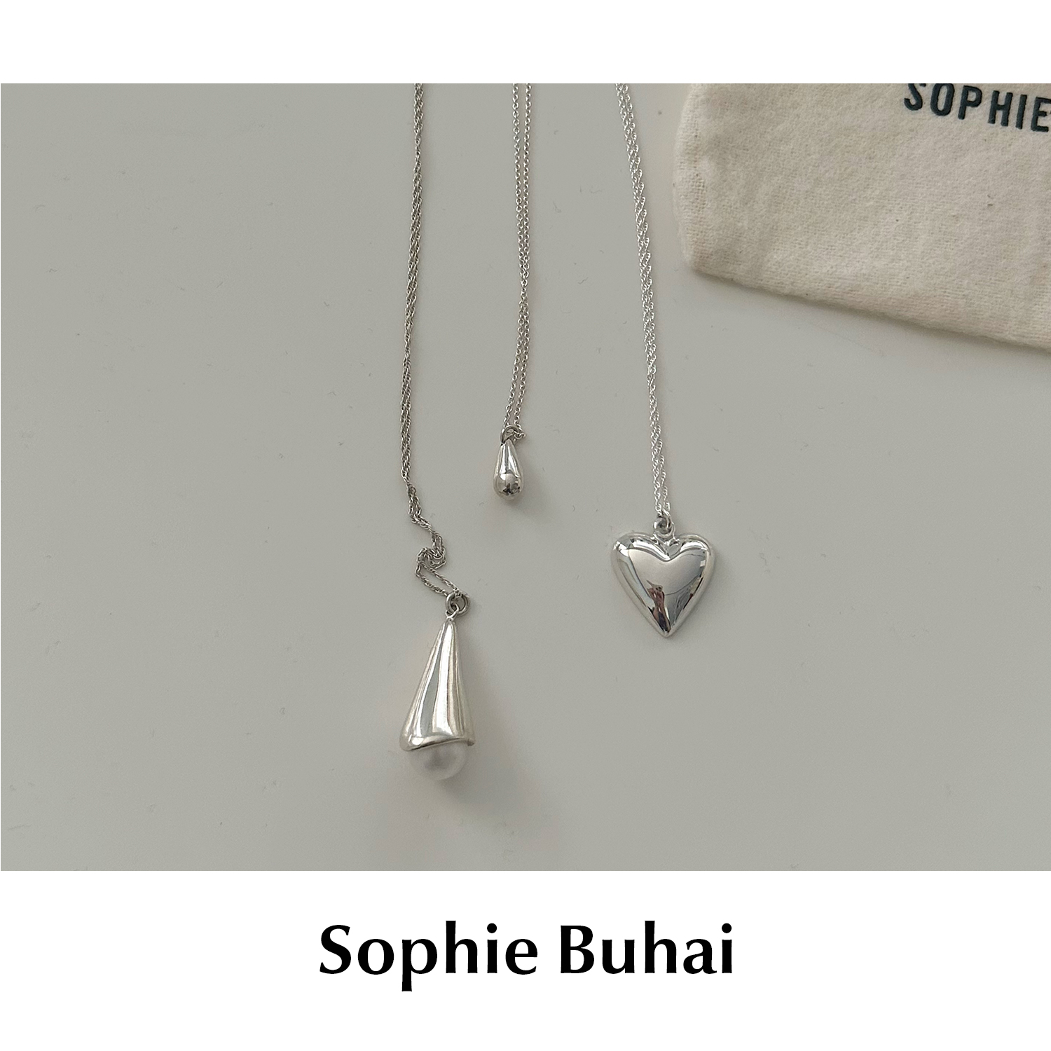 CETTCE 现货 Sophie Buhai 经典纯银爱心珍珠镶嵌水滴吊坠项链