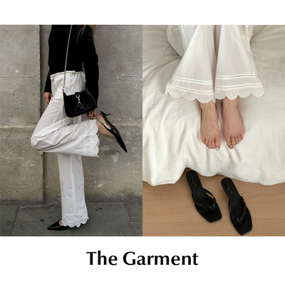 CETTCE 现货 The Garment 经典镂空贝壳花边休闲阔腿长裤直筒裤